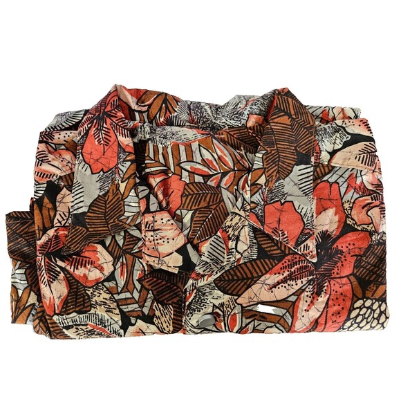 Hand-sewn Men's Brown Hawaiian Print Shirt Size 42 - Picture 5 of 6